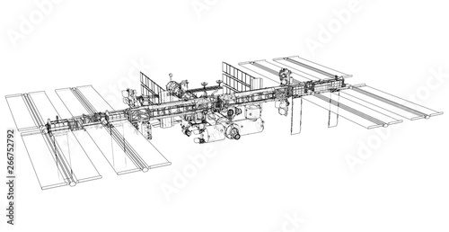 Fototapeta Naklejka Na Ścianę i Meble -  International Space Station Outline. Vector