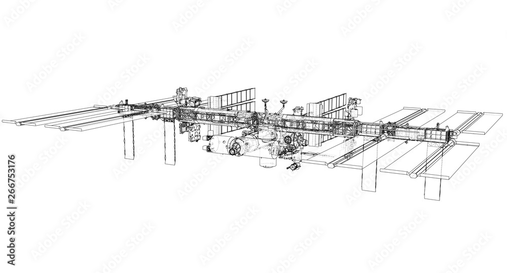 International Space Station Outline. Vector