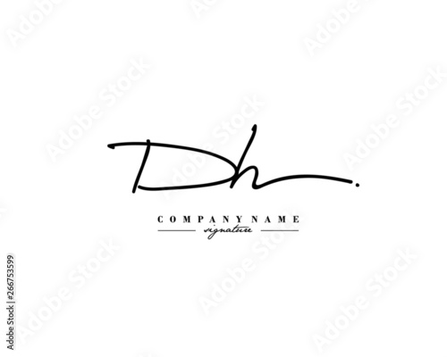 D H DH Signature initial logo template vector