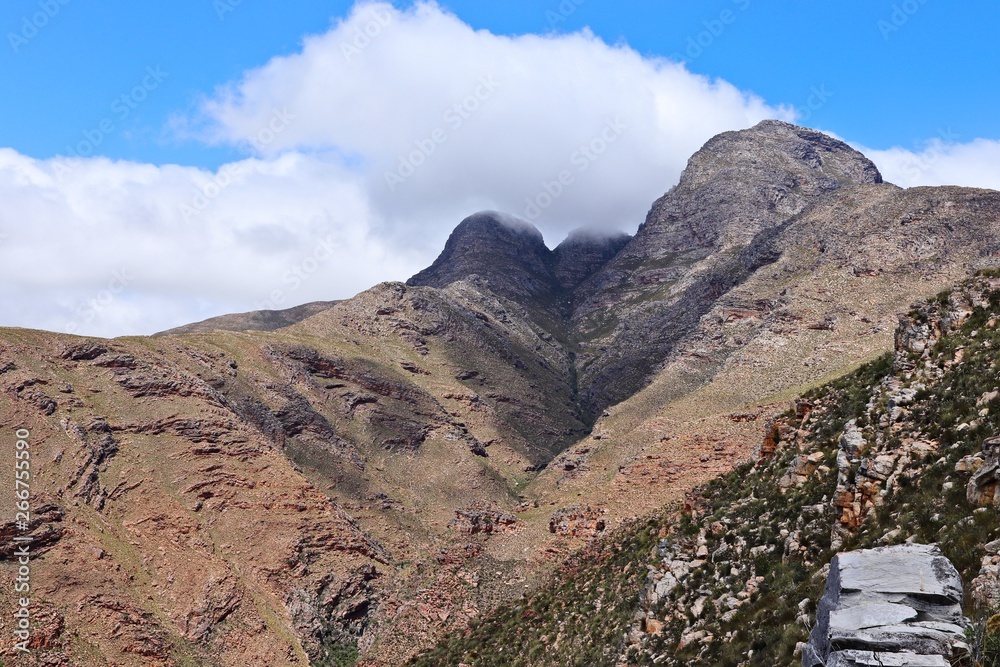 Cockscomb mountain peak, Eastern Cape, South Africa.  Mountain climbing concept image. 