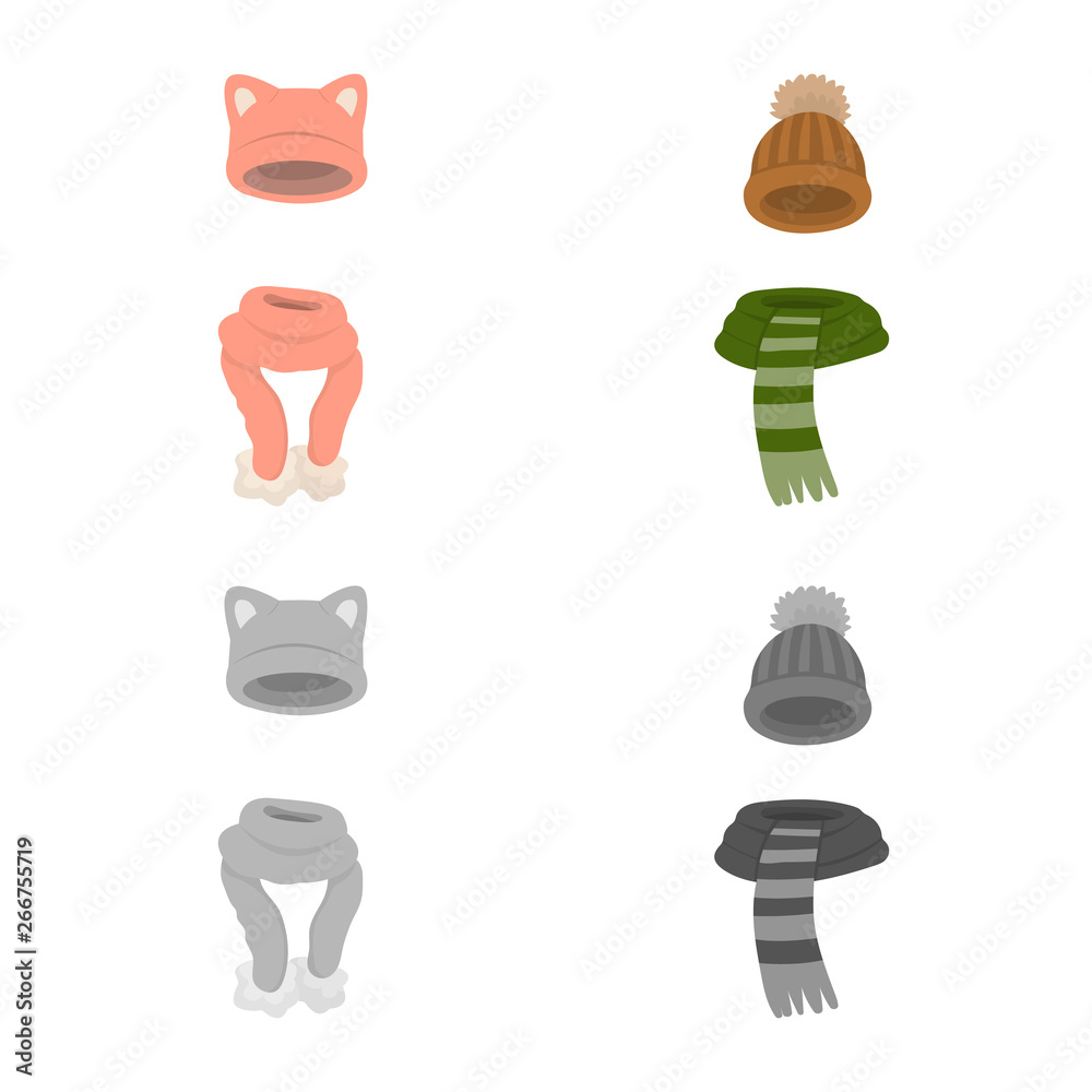 Isolated object of clothes  and texture logo. Set of clothes  and weather  stock vector illustration.