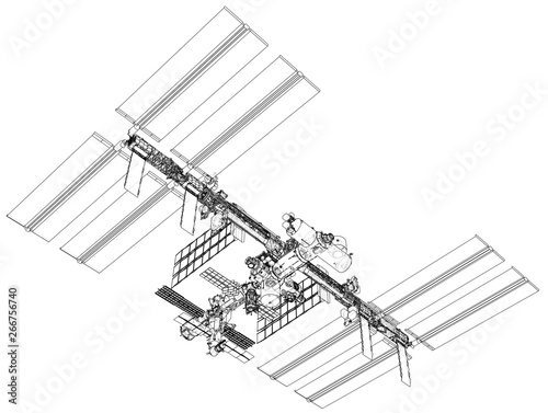 Fototapeta Naklejka Na Ścianę i Meble -  International Space Station Outline. Vector