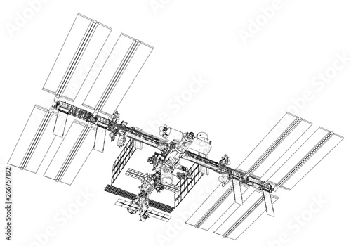 Fototapeta Naklejka Na Ścianę i Meble -  International Space Station Outline. Vector