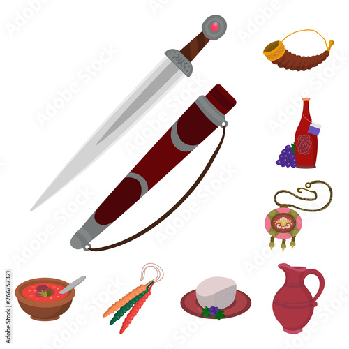 Isolated object of Caucasus and traditions logo. Collection of Caucasus and attributes stock vector illustration.