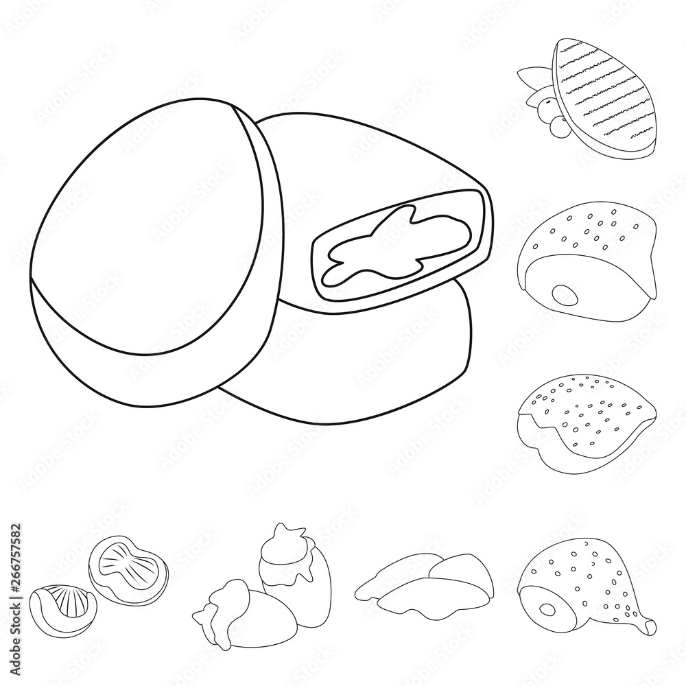 Vector illustration of food and grilled symbol. Set of food and bird stock vector illustration. Vector illustration of food and grilled symbol. Set of food and bird stock vector illustration.