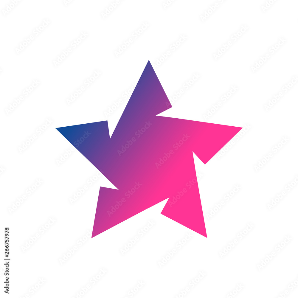 Red five-pointed star. Abstract concept. Vector illustration on white background. Red five-pointed star. Abstract concept. Vector illustration on white background.