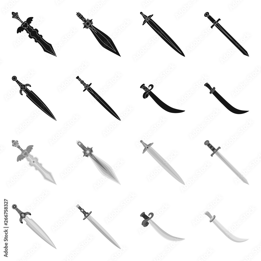 Vector illustration of game and armor sign. Set of game and blade stock symbol for web. Vector illustration of game and armor sign. Set of game and blade stock symbol for web.
