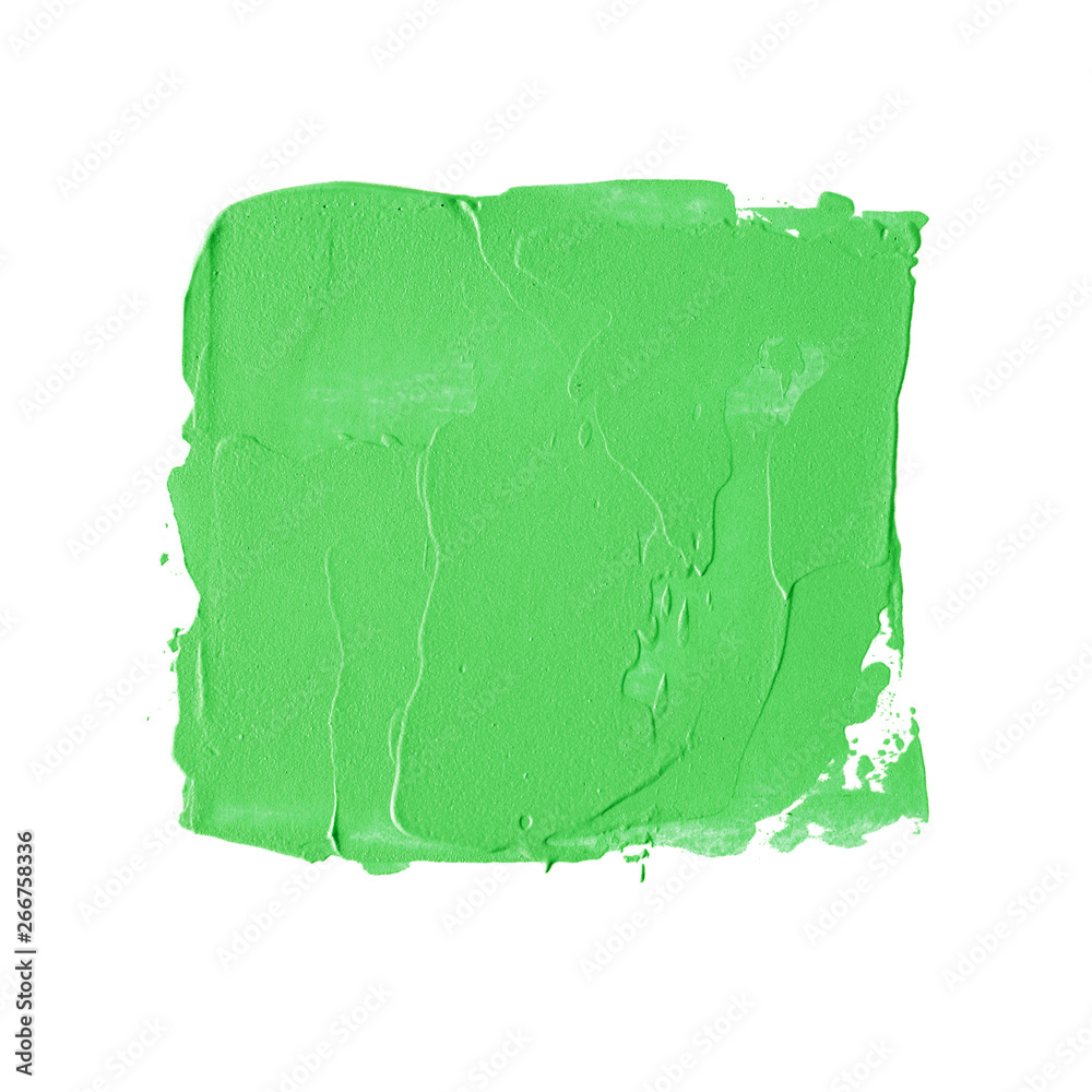 Obraz premium Art texture abstract green paint square spot isolated on white background - Image