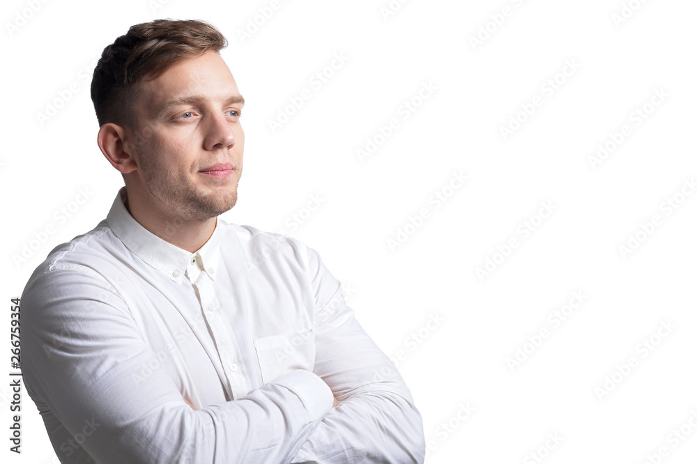 Young man posing isolated on white background Young man posing isolated on white background