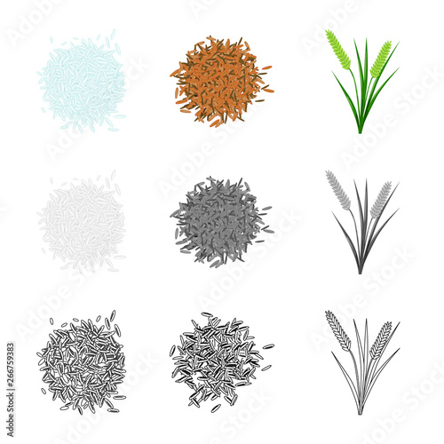 Isolated object of crop and ecological icon. Set of crop and cooking stock vector illustration.