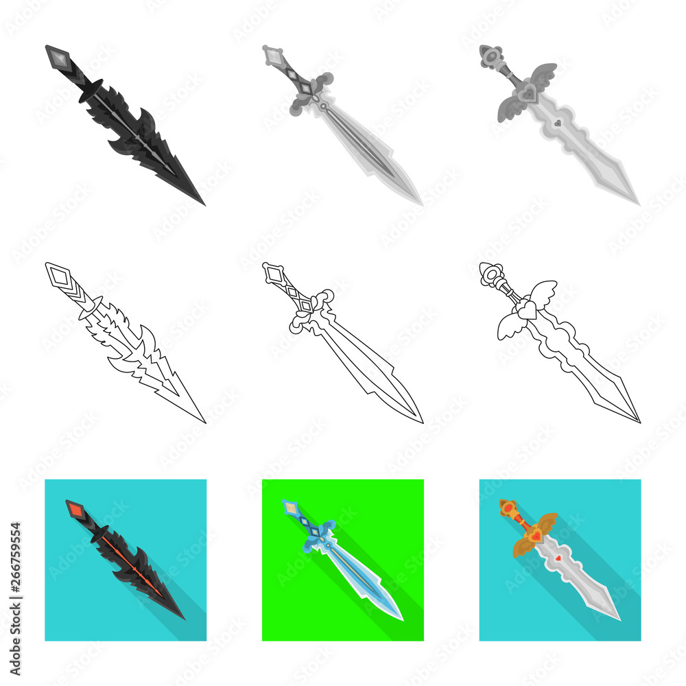 Vector illustration of game  and armor  logo. Collection of game  and blade  stock symbol for web.