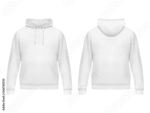 Realistic white hoodie or hoody for man,sweatshirt