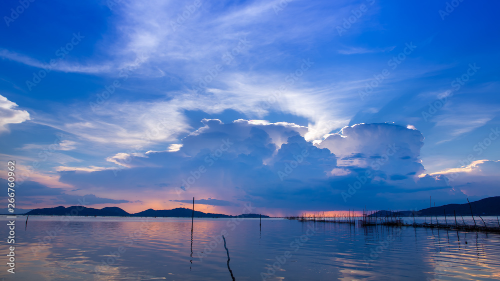Sunset landscape in Asia's summer lake Sunset landscape in Asia's summer lake