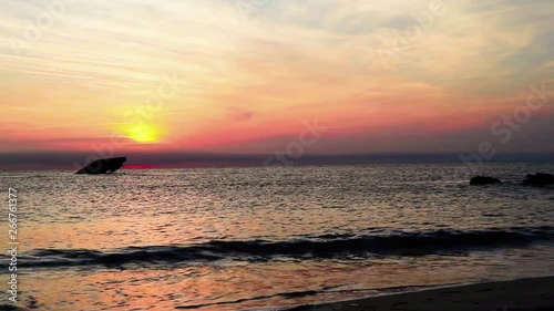 Sunset Beach and the sunken SS Atlantic at sunset in early spring with warm vivid light - Cape May Point NJ photo