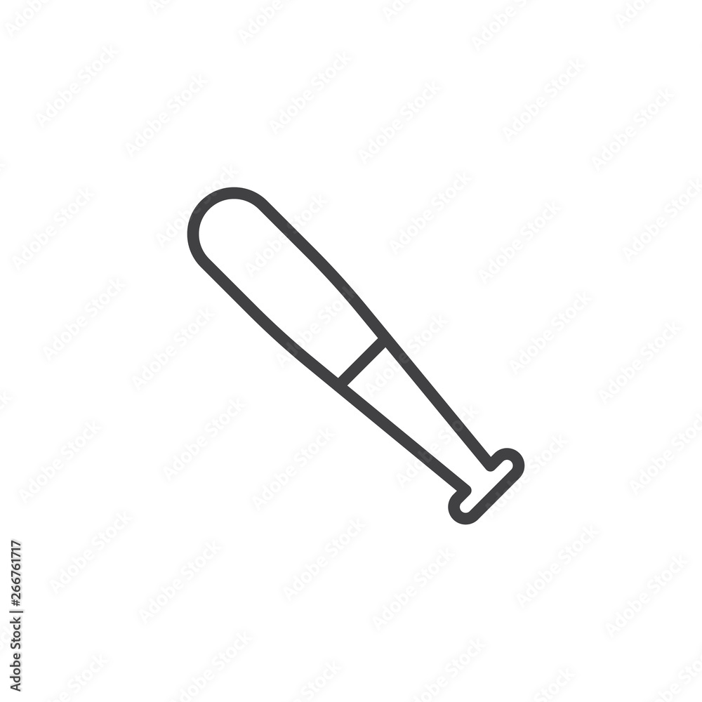Baseball bat line icon. linear style sign for mobile concept and web design. American baseball sport outline vector icon. Symbol, logo illustration. Pixel perfect vector graphics