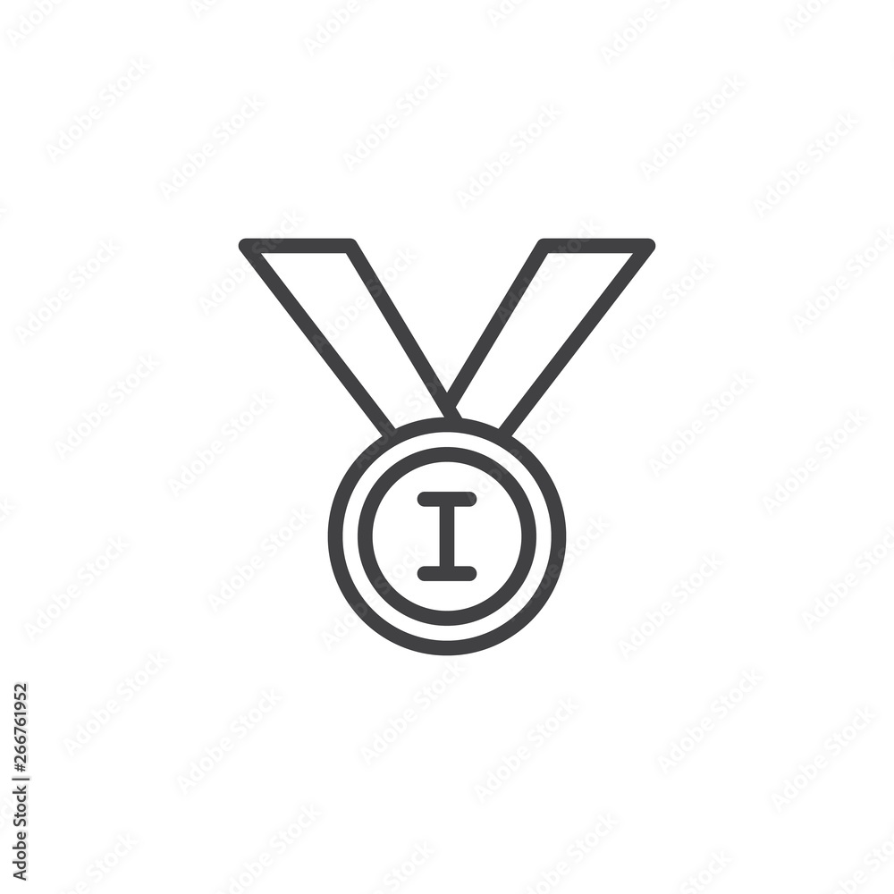 First place medal line icon. linear style sign for mobile concept and web design. 1st place award ribbon outline vector icon. Symbol, logo illustration. Pixel perfect vector graphics First place medal line icon. linear style sign for mobile concept and web design. 1st place award ribbon outline vector icon. Symbol, logo illustration. Pixel perfect vector graphics
