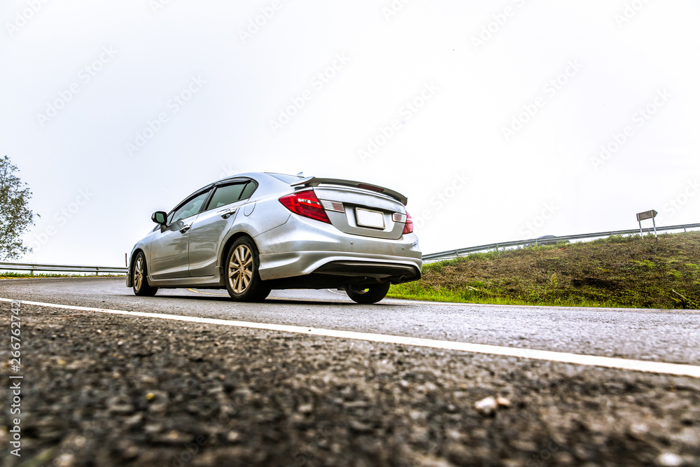 Fototapeta premium Photo taken on Drive car the serpentine road in north thailand