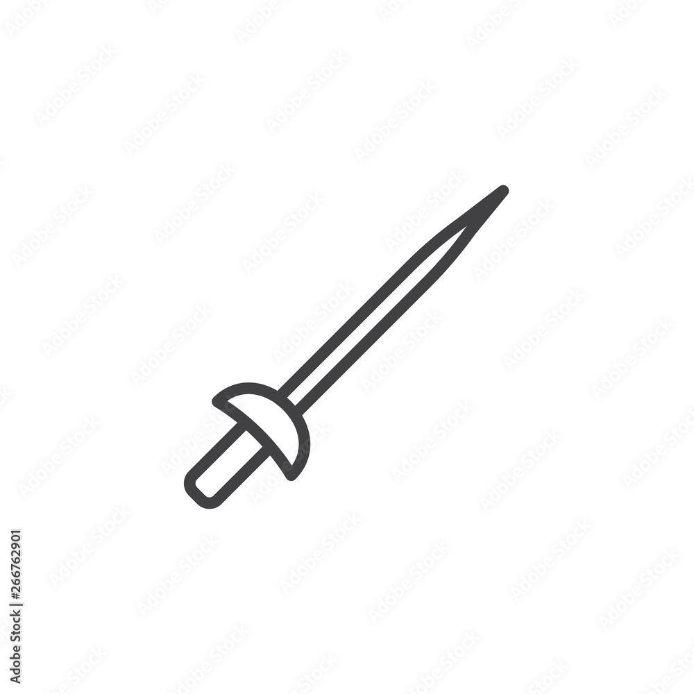 Fencing rapier line icon. linear style sign for mobile concept and web design. fencing sword outline vector icon. Symbol, logo illustration. Pixel perfect vector graphics Fencing rapier line icon. linear style sign for mobile concept and web design. fencing sword outline vector icon. Symbol, logo illustration. Pixel perfect vector graphics