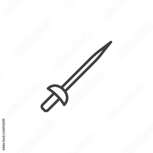 Fencing rapier line icon. linear style sign for mobile concept and web design. fencing sword outline vector icon. Symbol, logo illustration. Pixel perfect vector graphics