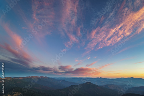 Beautiful landscape at sunset of the Ukrainian Carpathian Mountains, Chornohora from Mount Petros © Sergiy