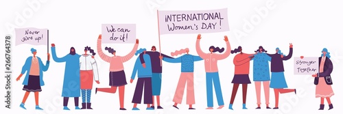 Stronger together. Feminine concept and woman empowerment design for banners