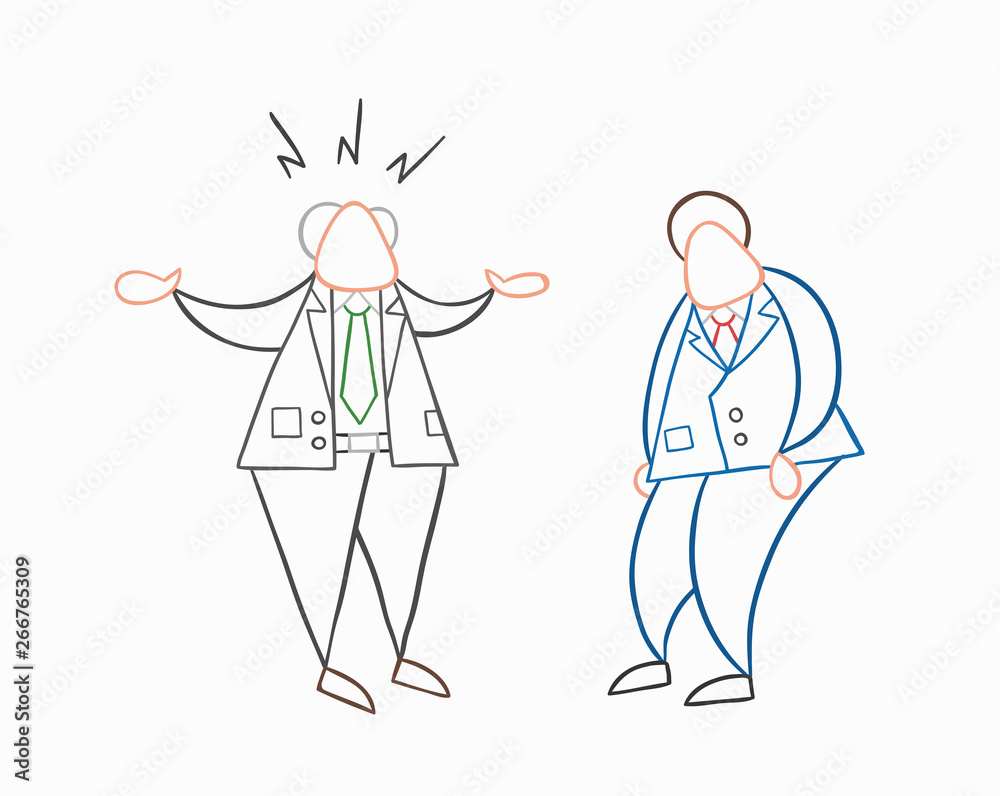 Hand-drawn vector angry boss with businessman worker Hand-drawn vector angry boss with businessman worker