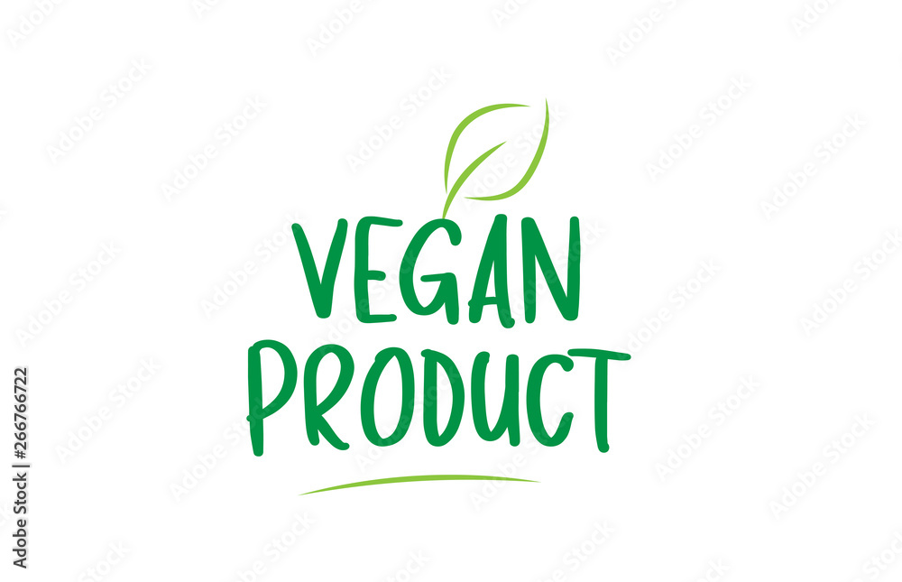 Fototapeta premium vegan product green word text with leaf icon logo design
