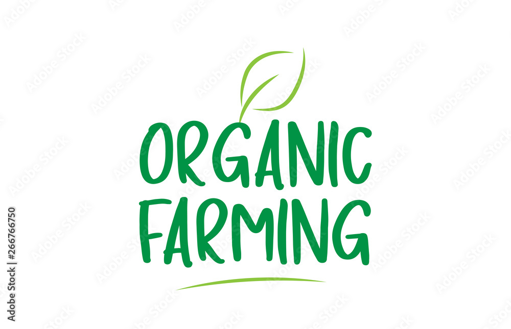 organic farming green word text with leaf icon logo design organic farming green word text with leaf icon logo design