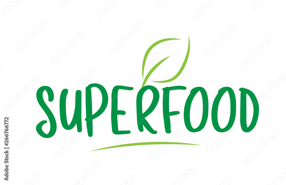 superfood green word text with leaf icon logo design superfood green word text with leaf icon logo design