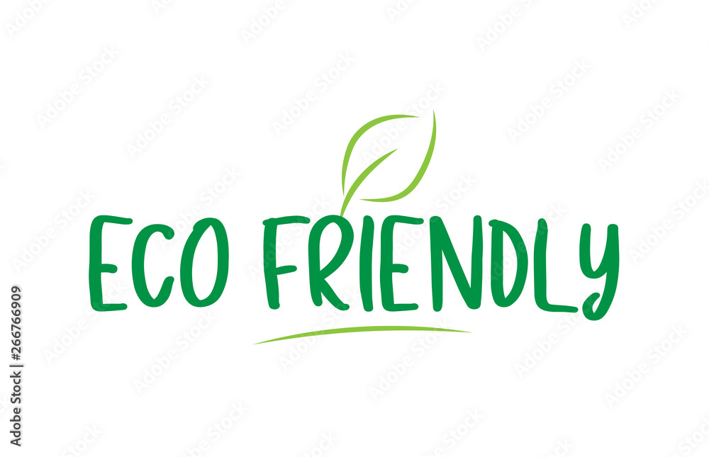 eco friendly green word text with leaf icon logo design eco friendly green word text with leaf icon logo design