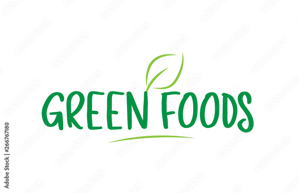 green foods green word text with leaf icon logo design green foods green word text with leaf icon logo design