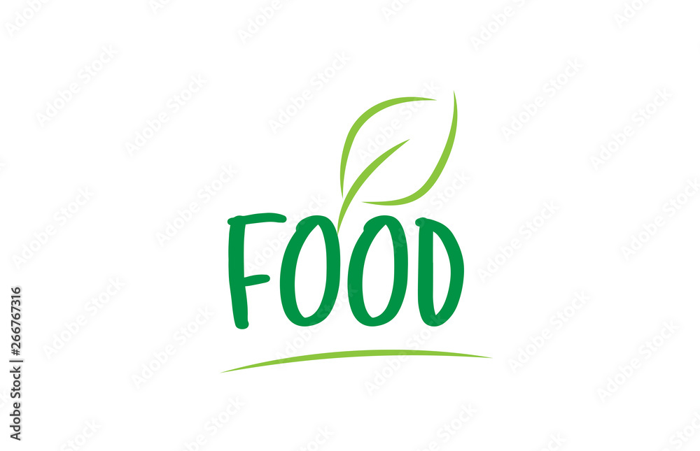 food green word text with leaf icon logo design