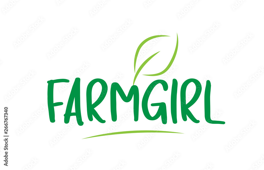 Fototapeta premium farmgirl green word text with leaf icon logo design