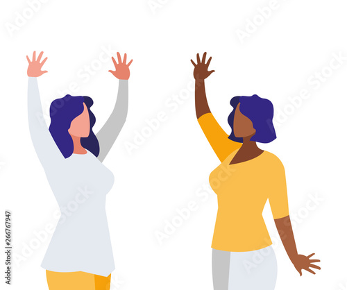 elegant interracial businesswomen avatars characters