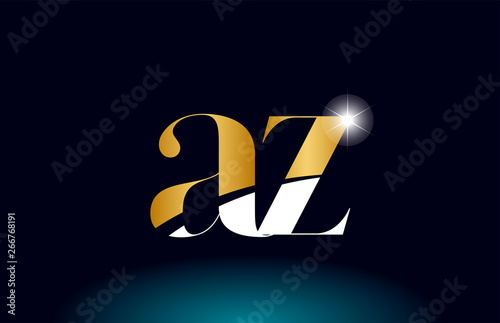 gold golden alphabet letter az a z logo combination company icon design