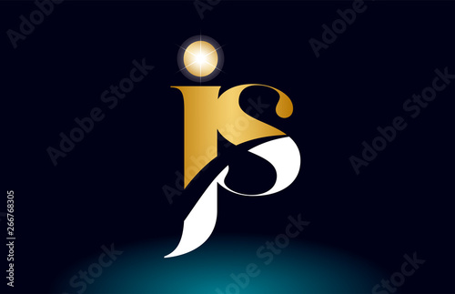 gold golden alphabet letter js j s logo combination company icon design photo