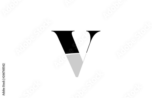 alphabet letter v black and white logo icon design