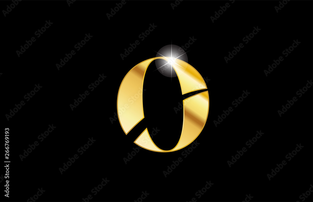 alphabet letter o gold golden metal metallic logo icon design