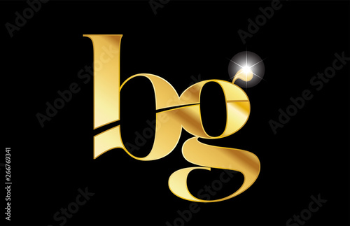 alphabet letter bg b g gold golden metal metallic logo icon design