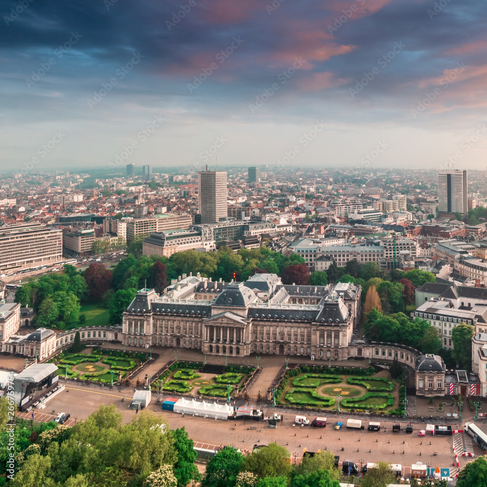 Fototapeta premium Aerial view of the Royal Palace Brussels, Belgium