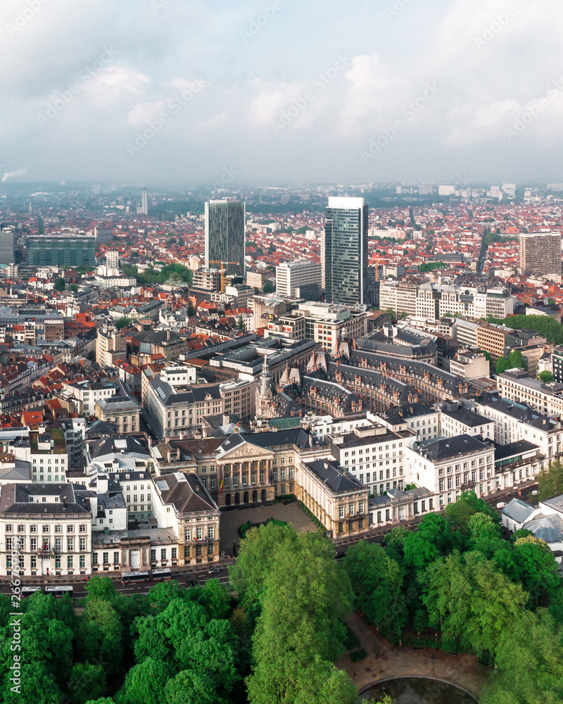 Aerial view of central Brussels, Belgium