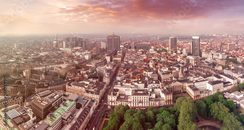 Aerial view of central Brussels, Belgium photo