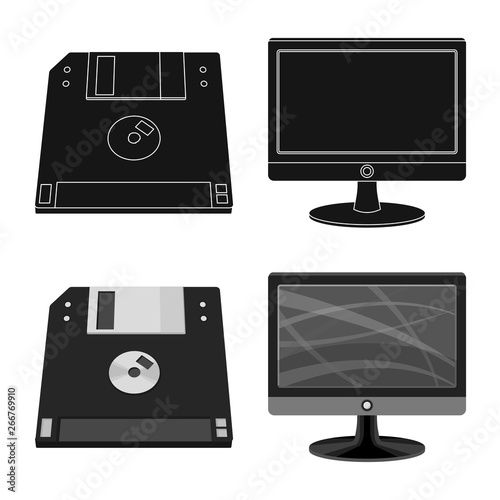 Vector illustration of laptop and device logo. Set of laptop and server stock vector illustration.
