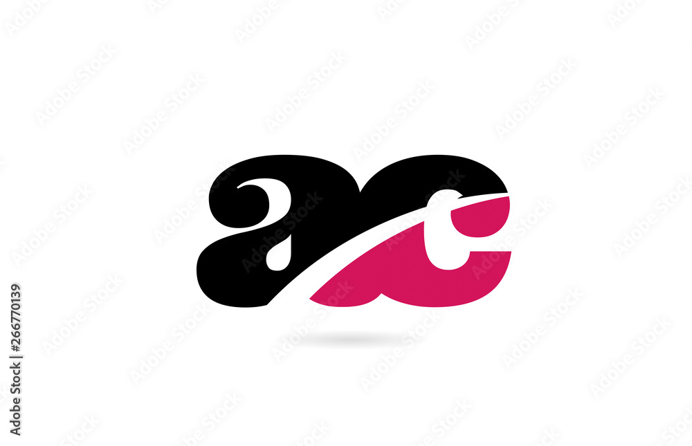 ac a c pink and black alphabet letter combination logo icon design