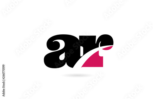 ar a r pink and black alphabet letter combination logo icon design