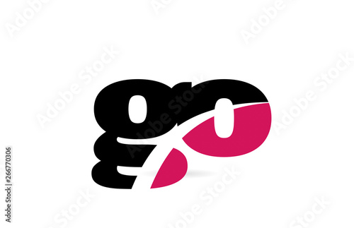 go g o pink and black alphabet letter combination logo icon design