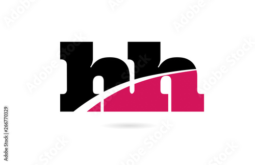 hh h h pink and black alphabet letter combination logo icon design