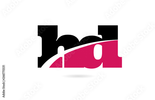 hd h d pink and black alphabet letter combination logo icon design