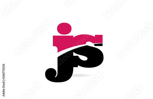 js j s pink and black alphabet letter combination logo icon design
