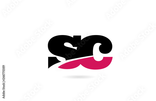 sc s c pink and black alphabet letter combination logo icon design